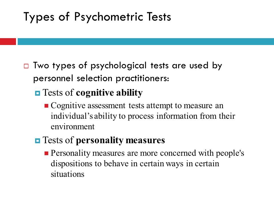 types of psychometric testing